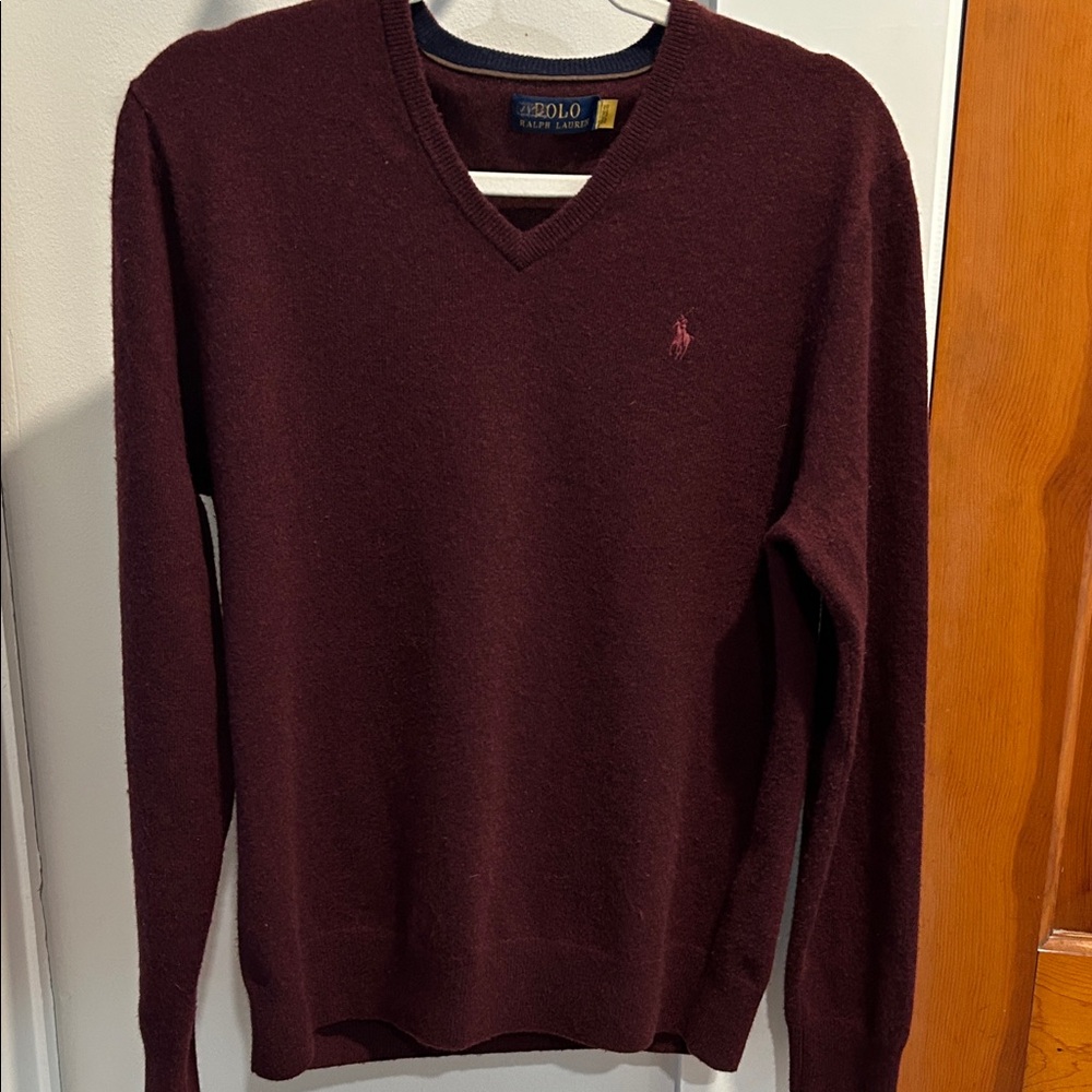 Polo by Ralph Lauren Men's Deep Burgundy V-Neck Sweater